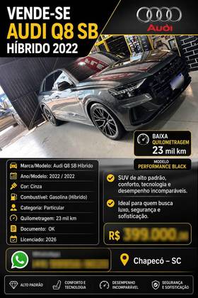 AUDI Q8 3.0 TFSI GASOLINA PERFORMANCE BLACK QUATTRO TIPTRONIC AUDI Q8 3.0 TFSI GASOLINA PERFORMANCE BLACK QUATTRO TIPTRONIC